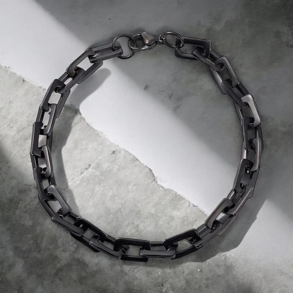 CURB CHECK BLACK - Men's Steel Bracelet Mack & Rex