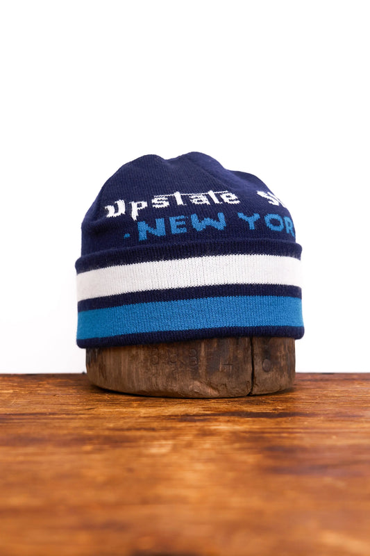 NEW Jacquard Embroidered Beanie - NY BLUE UPSTATE STOCK