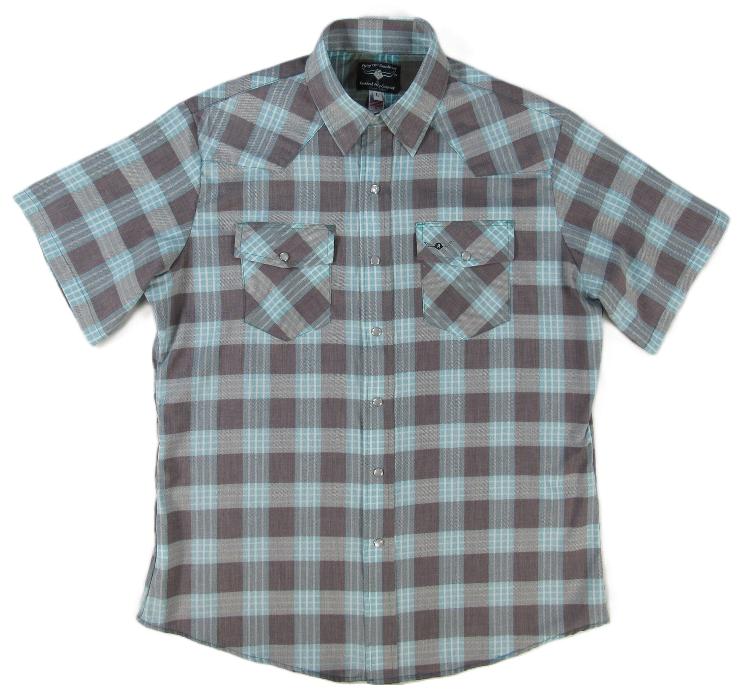 Feather Plaids - Brown & Turquoise - Short Sleeve - NEW FIT