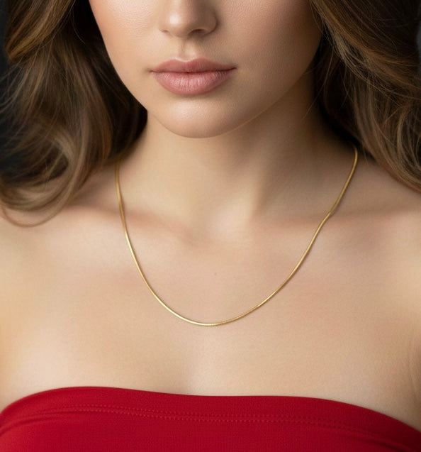C001G B.Tiff Gold Octagonal Herringbone Chain Necklace (An exclusive clasp design)