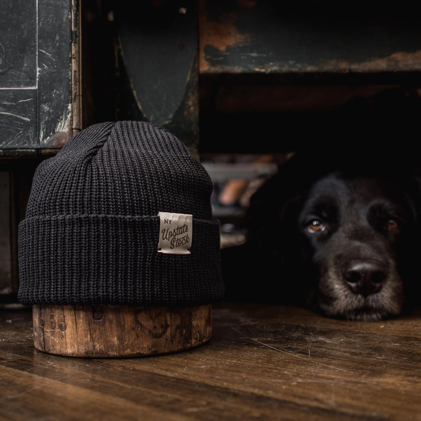 Black Upcycled Cotton Watchcap UPSTATE STOCK