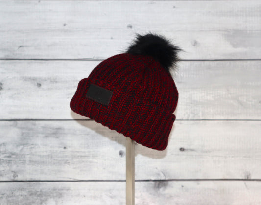 Infant Acrylic Ribbed Cuff with Pom Hat