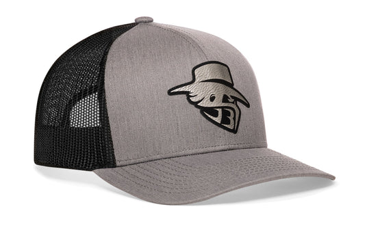 JBR Silver Logo | Gray Black Metallic Leather Snapback