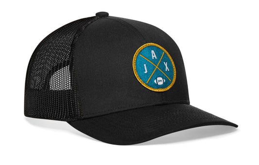 Jacksonville Trucker Hat | Black JAX X Football Snapback
