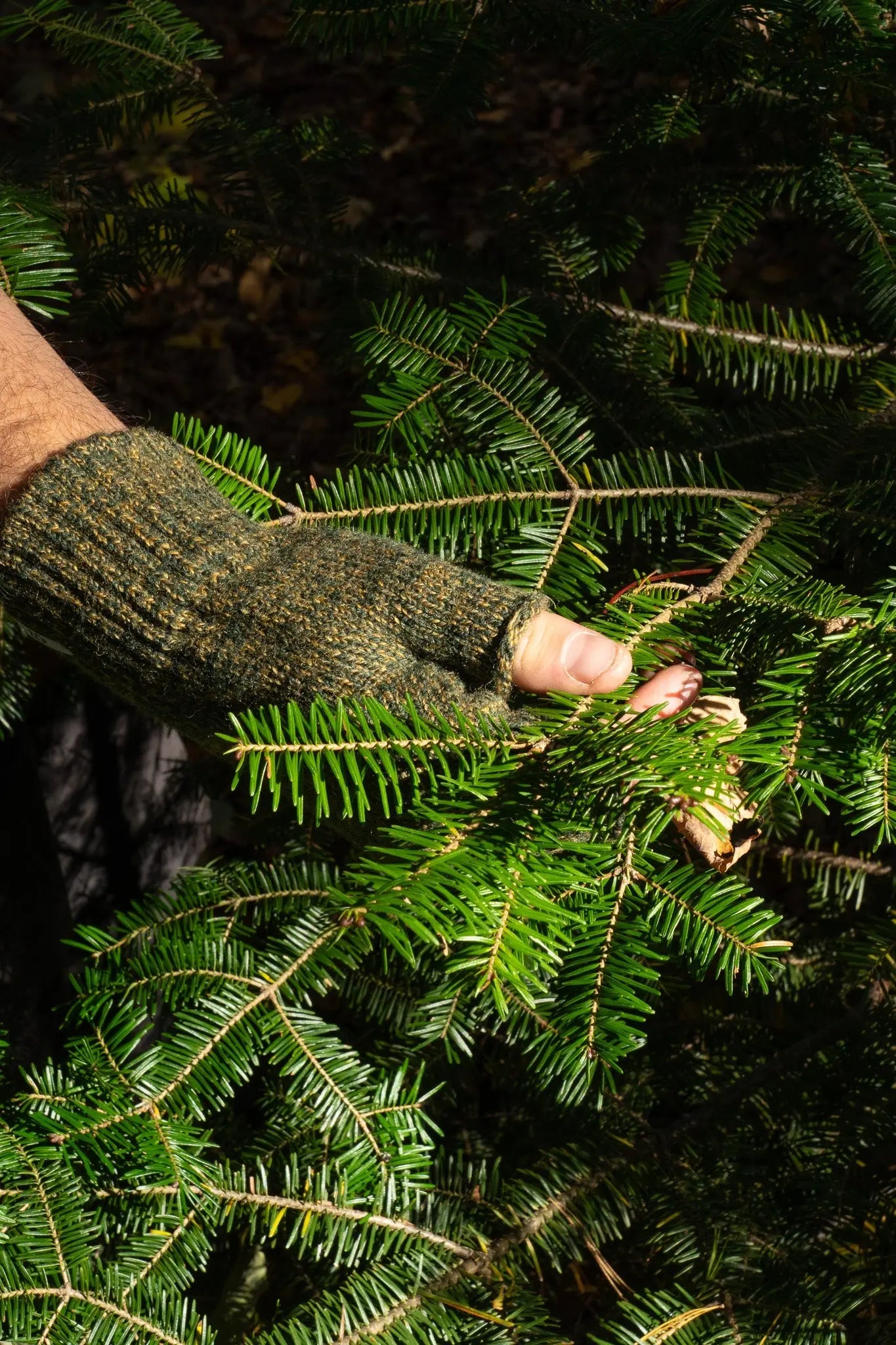 Jungle Melange Fingerless Glove with Natural Deerskin Palm UPSTATE STOCK