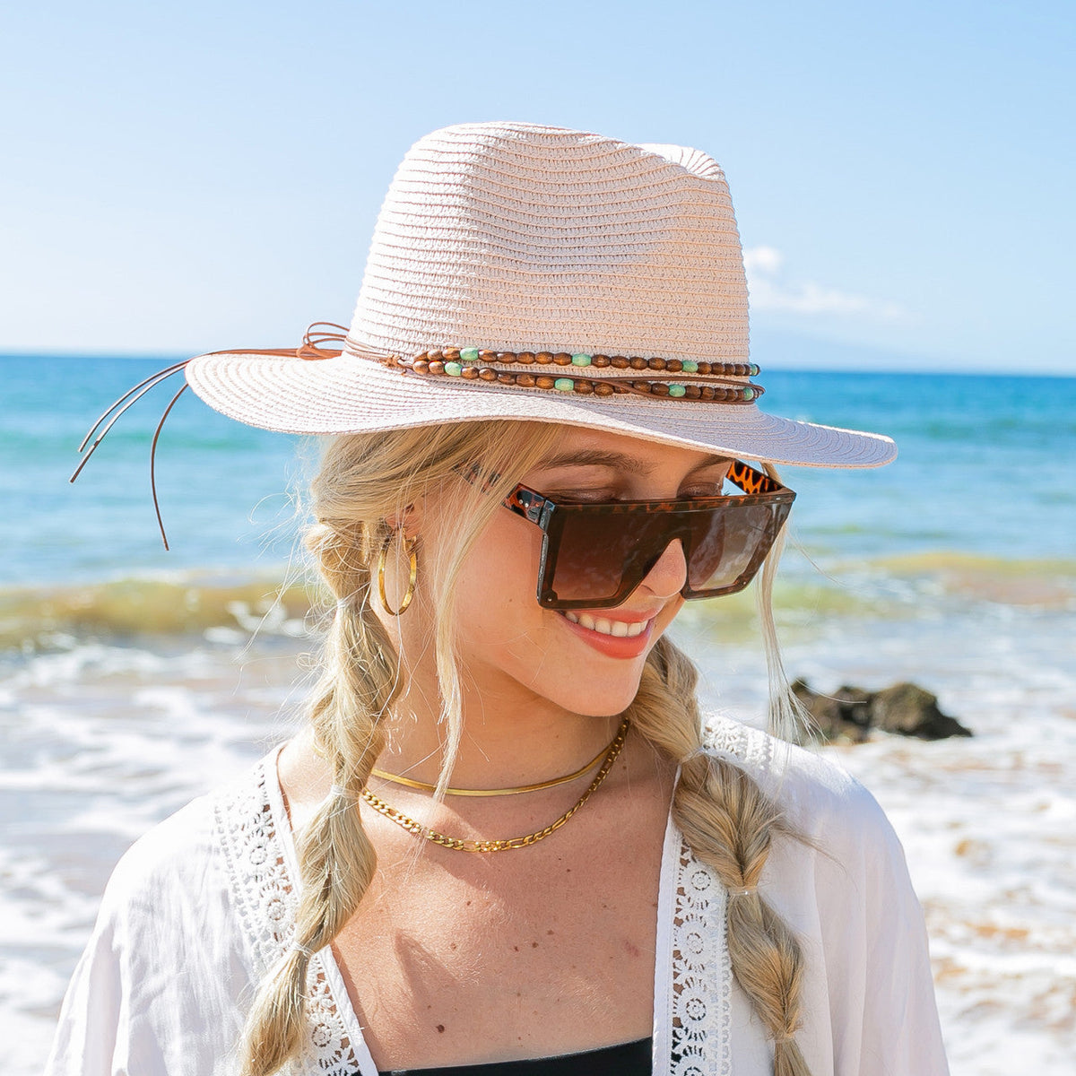 Boho Accent Panama Hat