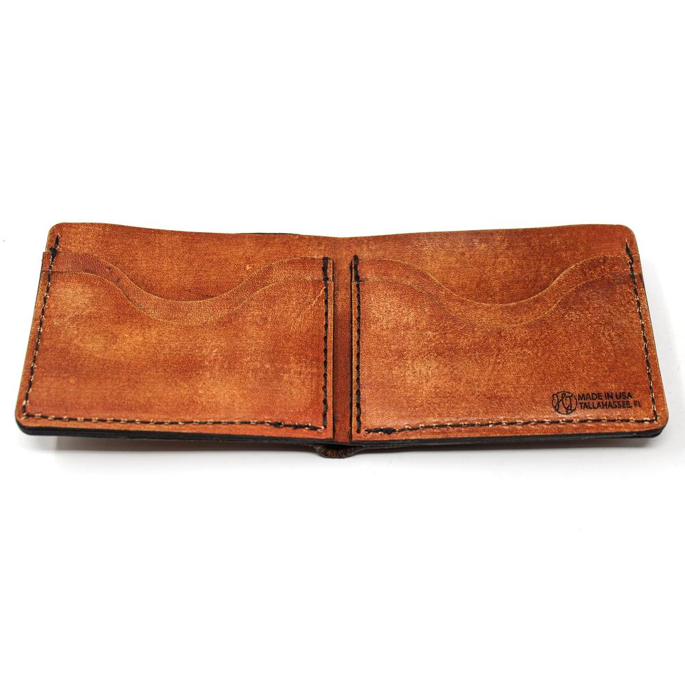 Handcrafted Snook Leather Bill Fold Wallet - Made to Order in USA