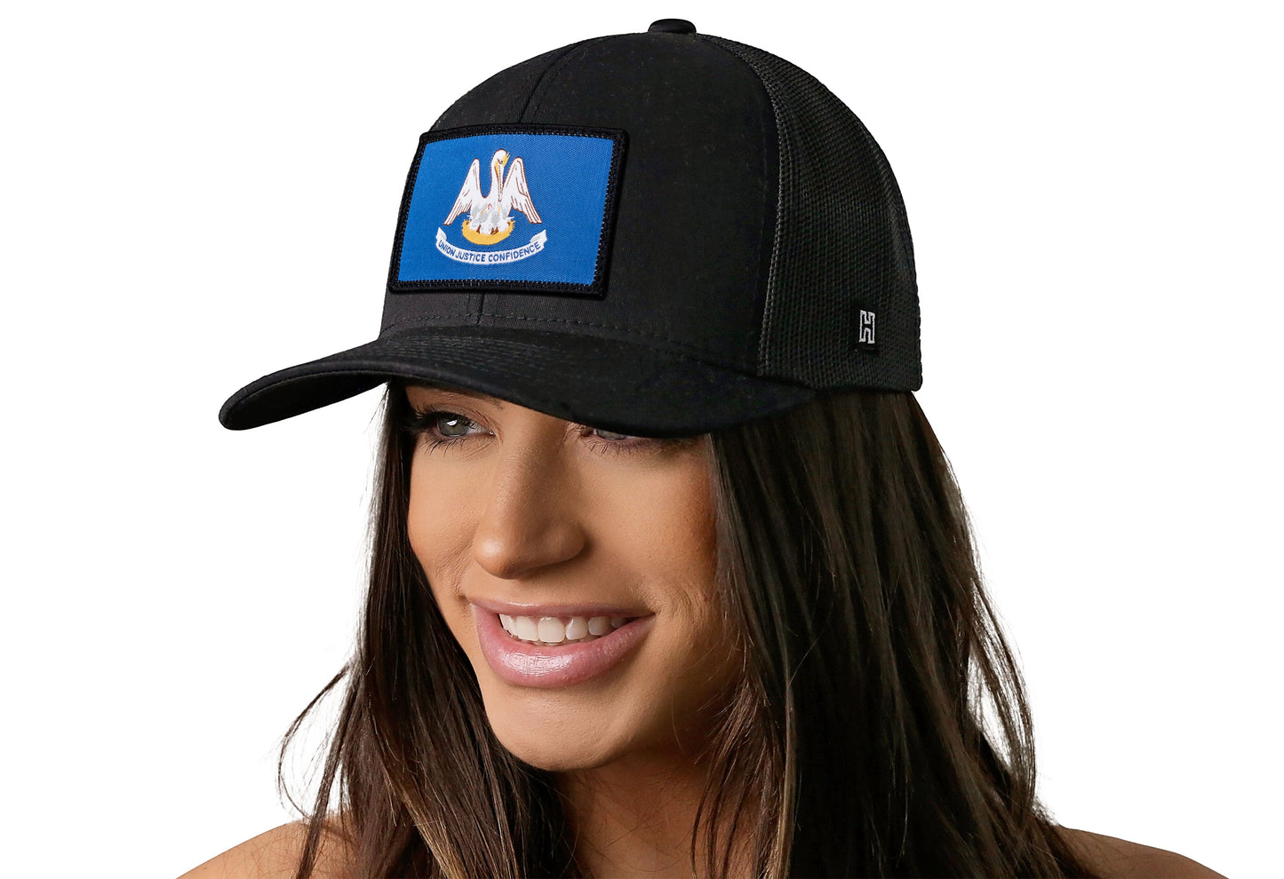 Louisiana Flag Trucker Hat | Black Louisiana Flag Snapback