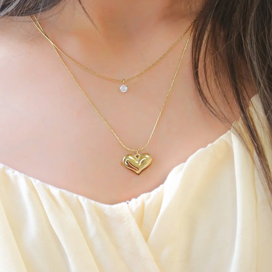 MADISON - 14K Gold Plated Double Layer Heart Necklace Mack & Rex