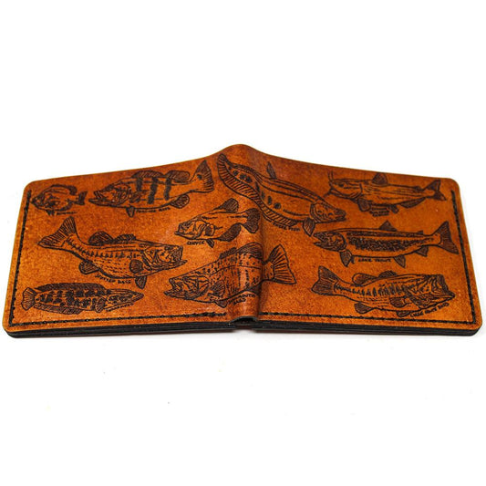 Handcrafted Freshwater checklist Leather Bill Fold Wallet - Made to Order in USA