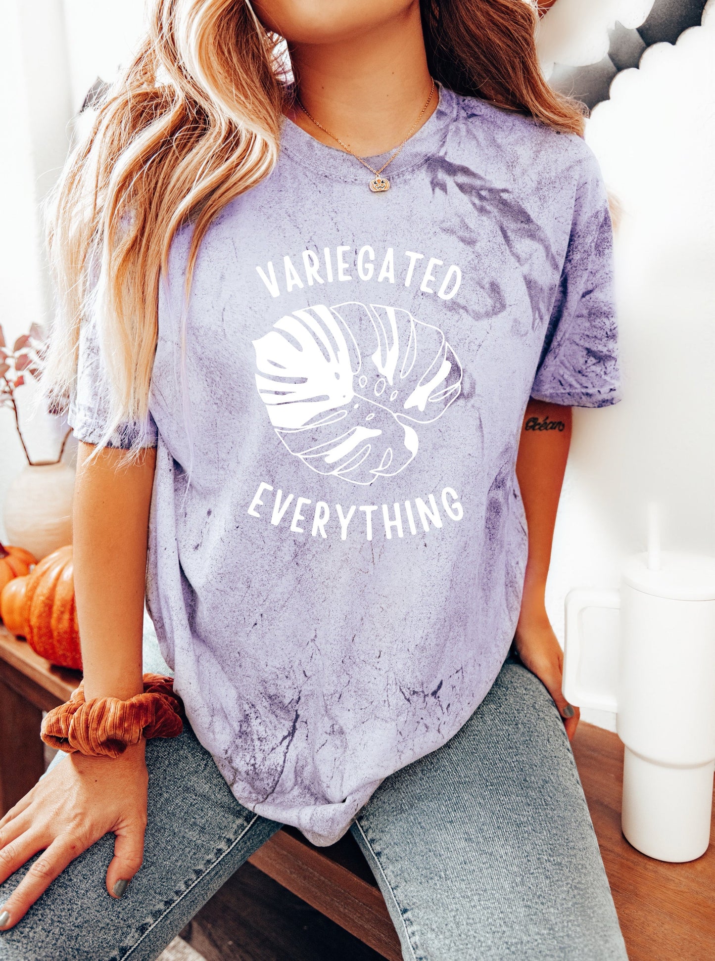 Monstera Plant Lover botanical Comfort Colors T Shirt (variegated everything)