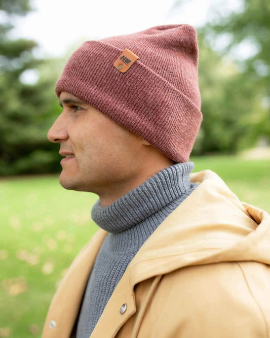 HAAKWEAR H-Stitch Cuffed Beanie - NEW Designed and Made in USA (Patented Design) - Rusty Burgundy