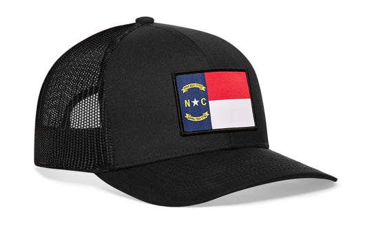 North Carolina Flag Trucker Hat | Black NC Snapback