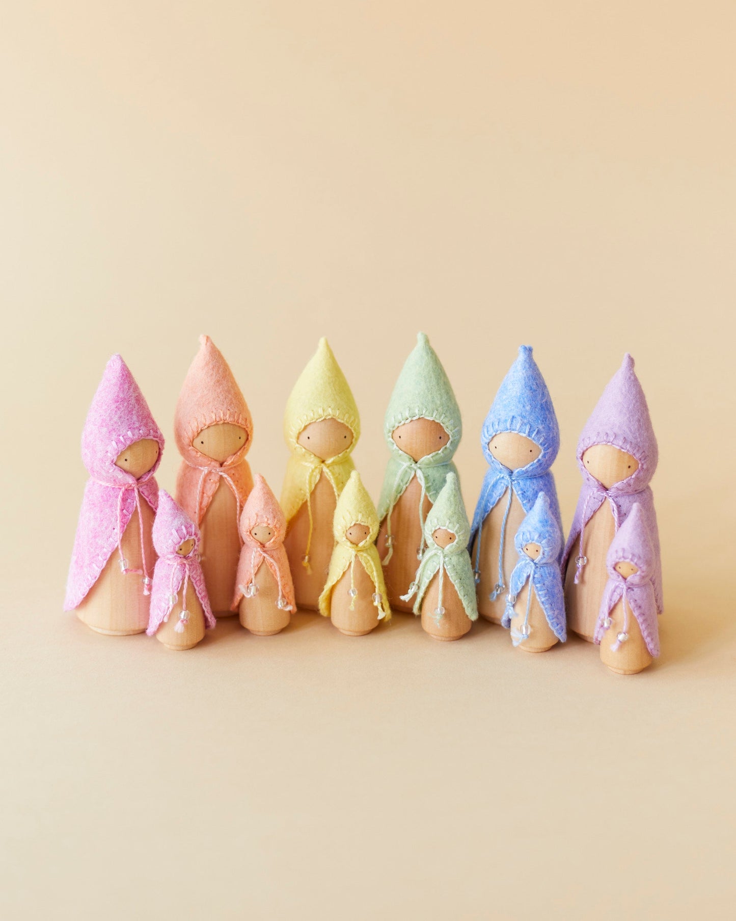 Pastel Orange Wooden Gnome