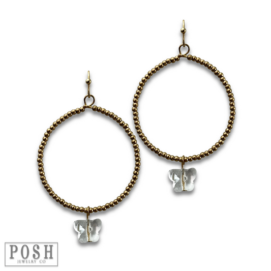 Butterfly drop charm earring
