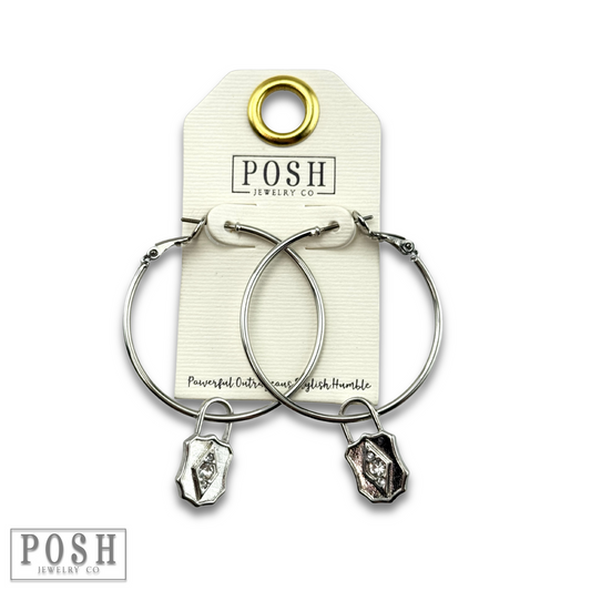 Hoop earring with lock charm
