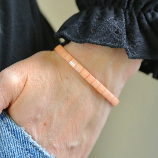 PEACHY CORAL - Tila Bead Bracelet | Single Mack & Rex