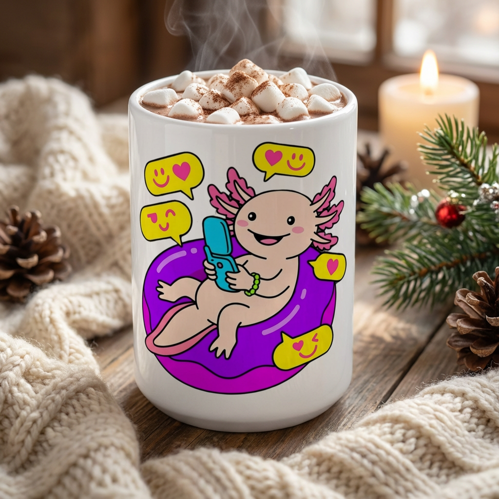 Pool Party Axolotls - Axolotl Poolside Chat - 15oz Mug