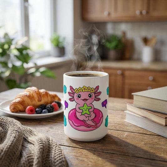 Pool Party Axolotls - Axolotl Starfish Friend - 15oz Mug