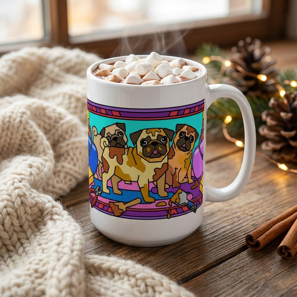 Pottery Studio Pugs - Creative Mess - 15oz Mug