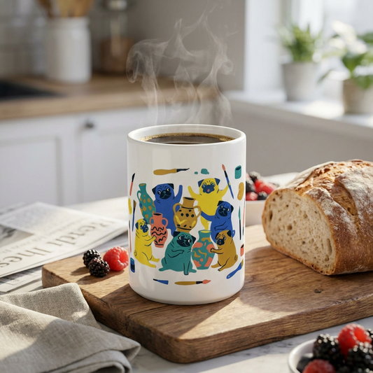 Pottery Studio Pugs - Wobbly Vases - 15oz Mug