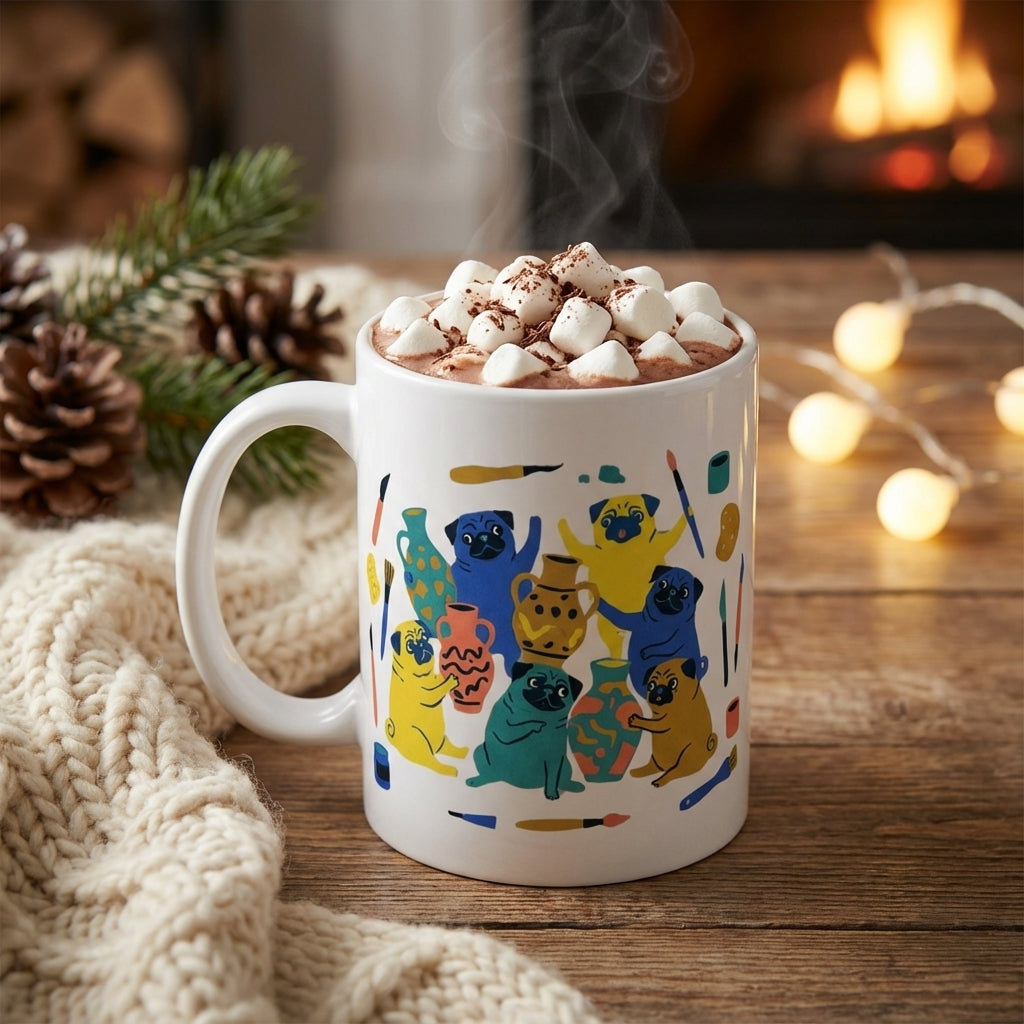 Pottery Studio Pugs - Wobbly Vases - 15oz Mug
