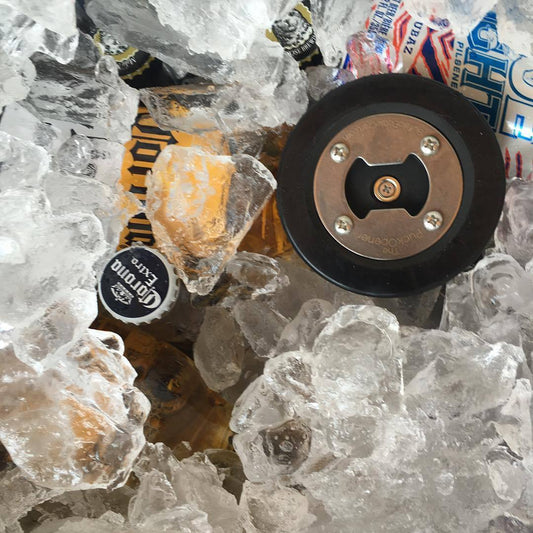 Circle Name & Wedding Party Role, Hockey Puck Bottle Opener