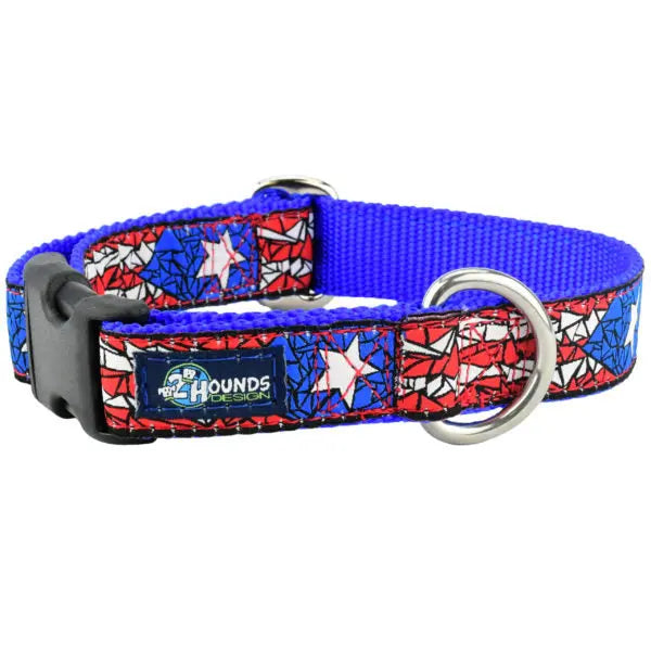 1″ Puerto Rico Essential Buckle Martingale Dog Collar 2 Hounds Design