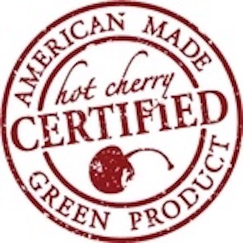 Hot Cherry Triple Square Pillow in Natural Denim