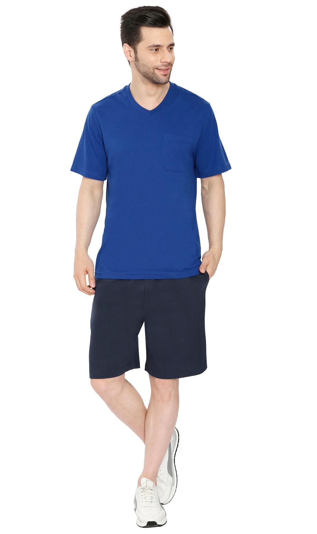 Men’s Heavyweight Short Sleeve V-Neck T-Shirt – Relaxed Fit Cotton Blend with Pocket