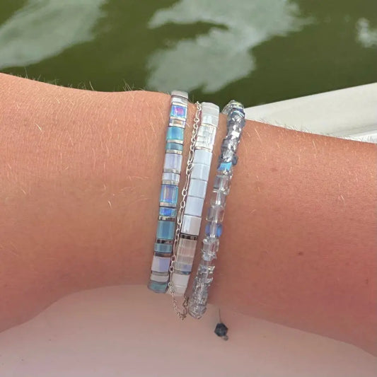 River of Ice - Tila Bead Bracelet Stack Mack & Rex