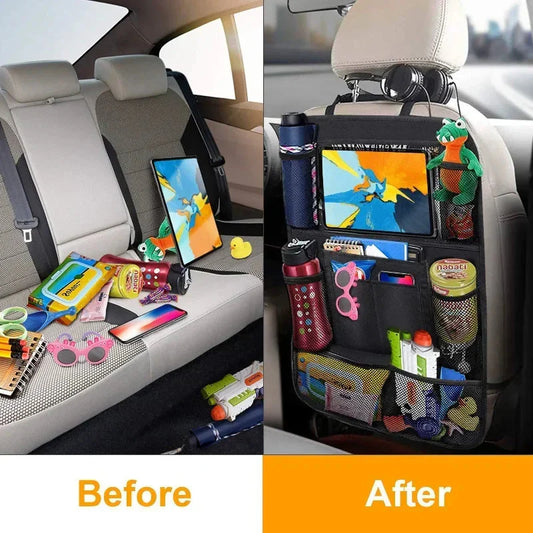 Car Seat Organizer with Tablet Holder - Multifunctional Backseat Storage Bag for Kids