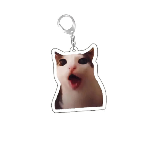 Funny Cat Memes Series Keychain Student Gift Bag Lanyard Women's Bag Pendant Keychain Cute Things Cheap Gift For Best Friends