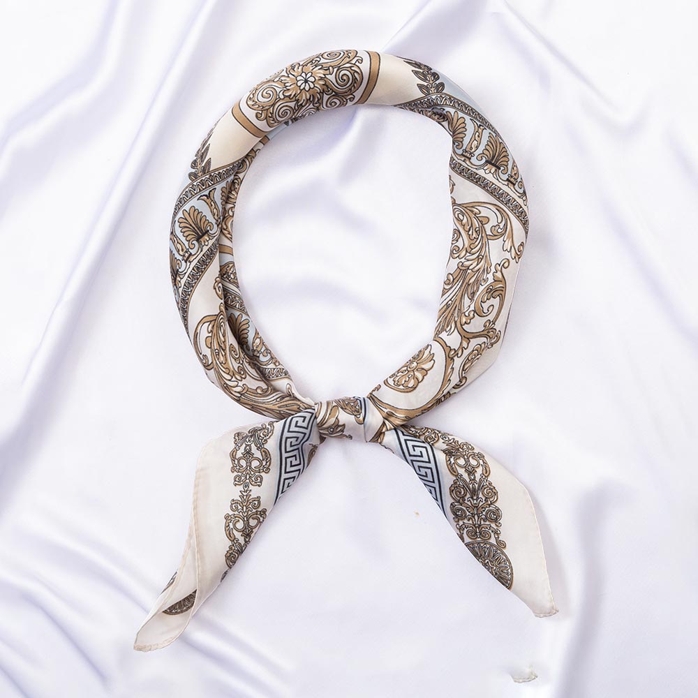 Ornate Baroque Medallion Print Square Bandana Scarf