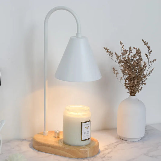 110V/230V Electric Candle Warmer Wax Melting Light Creative Aromatherapy Table Wooden Base Bedside Decor