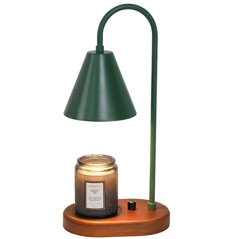 110V/230V Electric Candle Warmer Wax Melting Light Creative Aromatherapy Table Wooden Base Bedside Decor