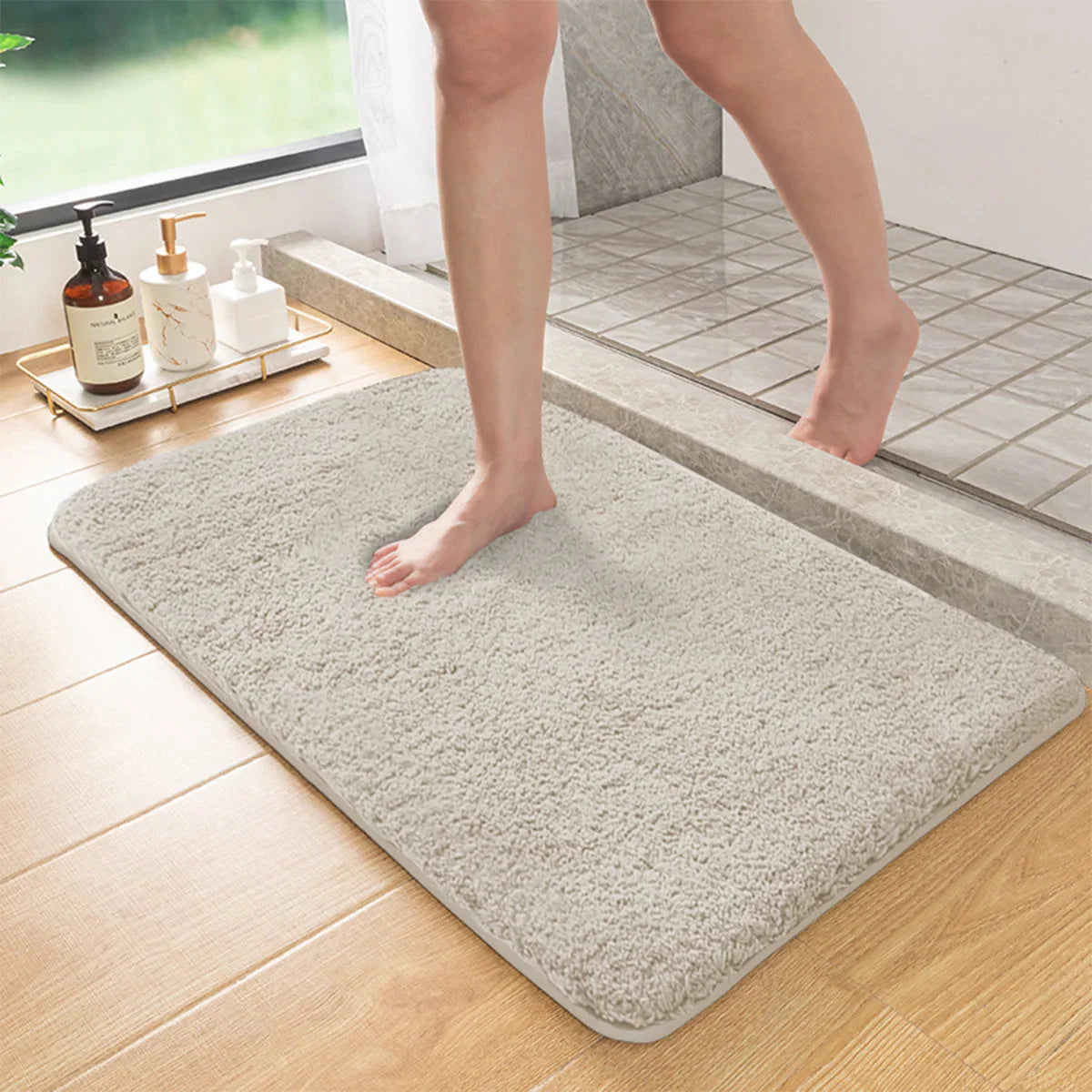 Long Hair Absorbent Bathroom Mat - Furry Non-Slip Shower Room & Entrance Mat