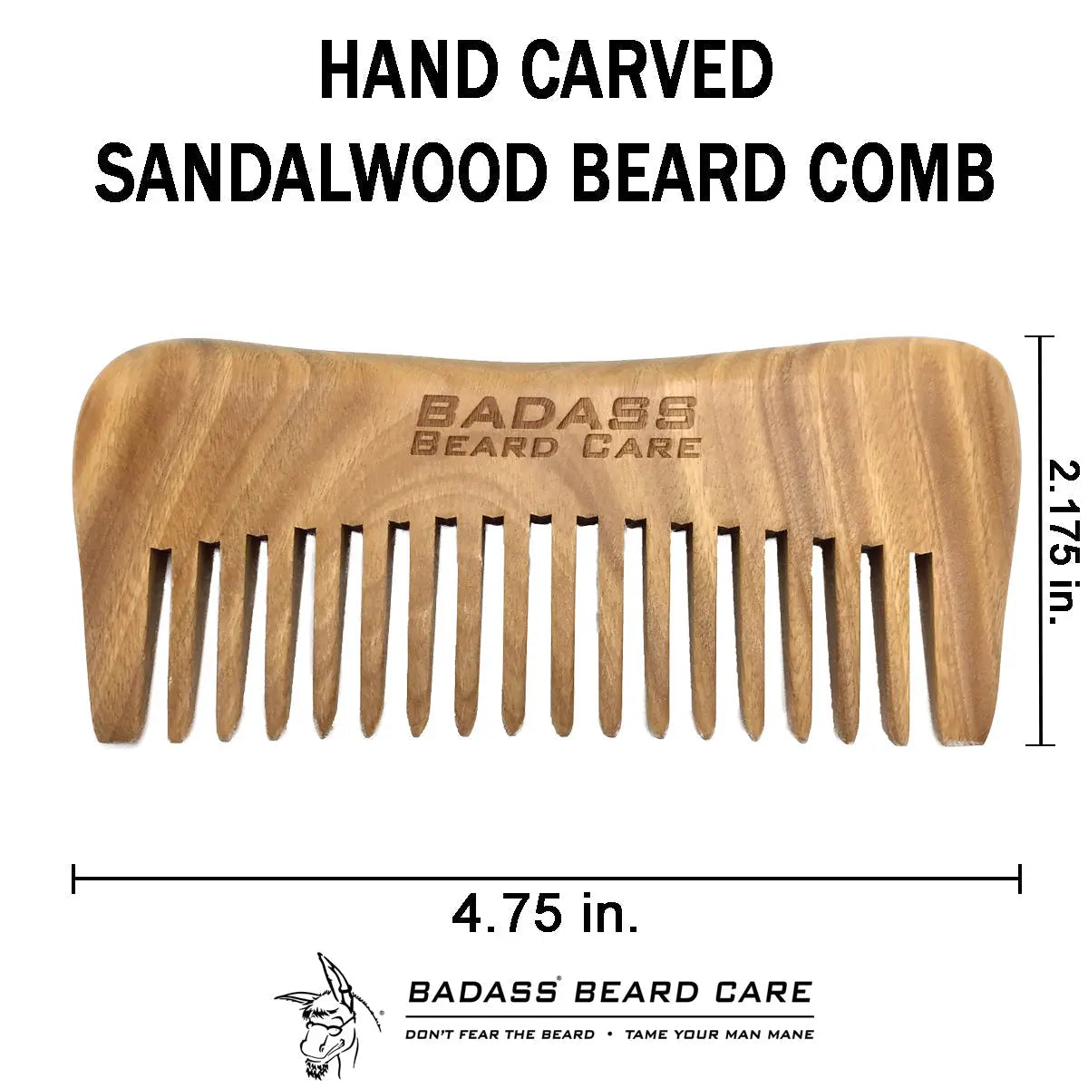 Hand Carved Sandalwood Beard Comb Badass Beard Care