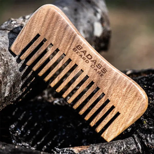 Hand Carved Sandalwood Beard Comb Badass Beard Care