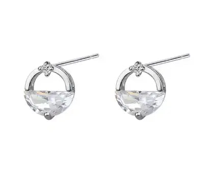 VERITY - Round Sterling Silver and Zirconia Earrings Mack & Rex