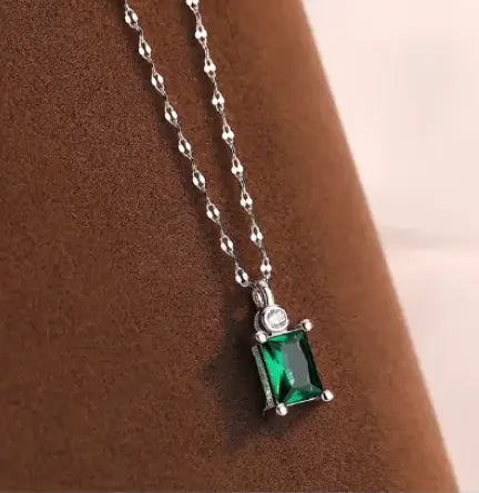 EMERALD SKY - Emerald CZ Necklace in Sterling Silver or 18K Gold Mack & Rex