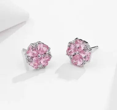 BLOSSOM - 925 Sterling Silver Earrings with Pink Zircon Mack & Rex