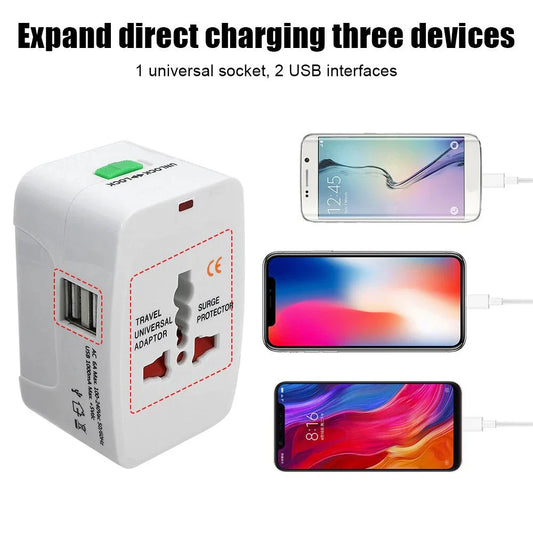 All-in-One International Plug Adapter – Universal Travel Power Converter with 2 USB & Type-C Ports (AU/US/UK/EU)