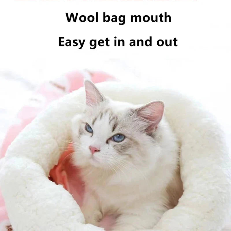 Autumn and winter warm cat kennel, closed cat bed, cute cat sleeping bag, Christmas essential pet supplies