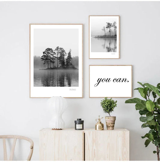 Scandinavian Landscape Canvas Nordic Style Lake Boat Forest Nature Wall Art Print Painting Decoration Pictures Home Decor