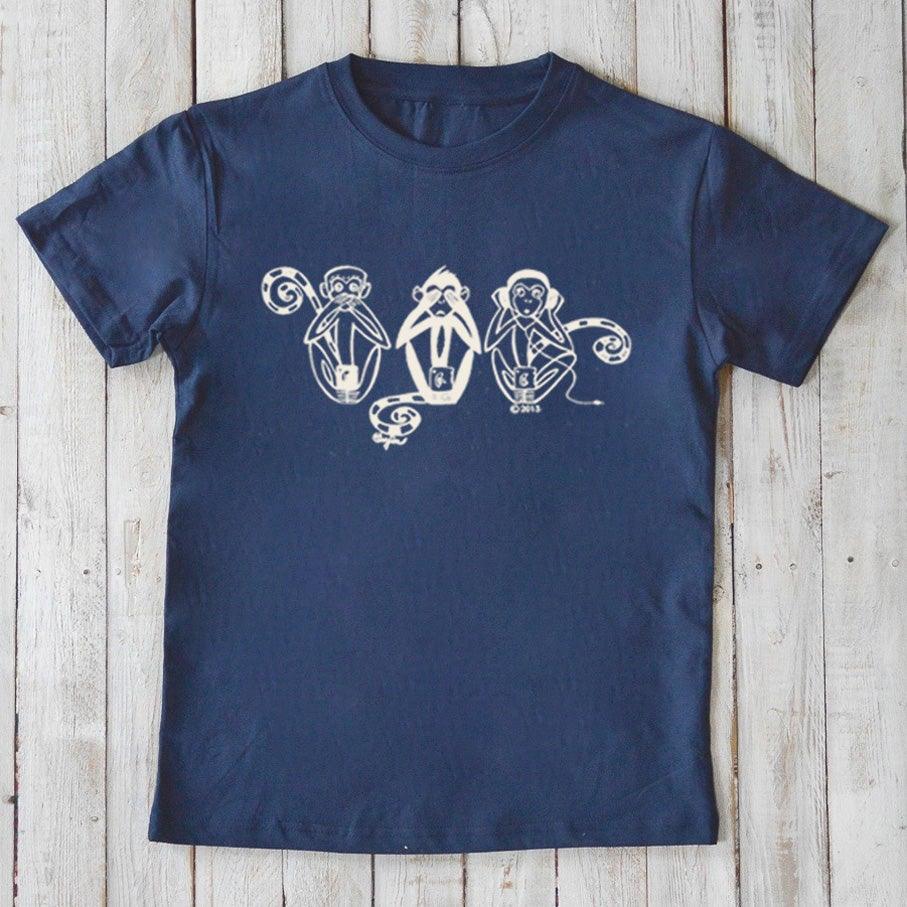 "See No Evil, Hear No Evil, Speak No Evil" Three Wise Monkeys T-Shirt for Kids
