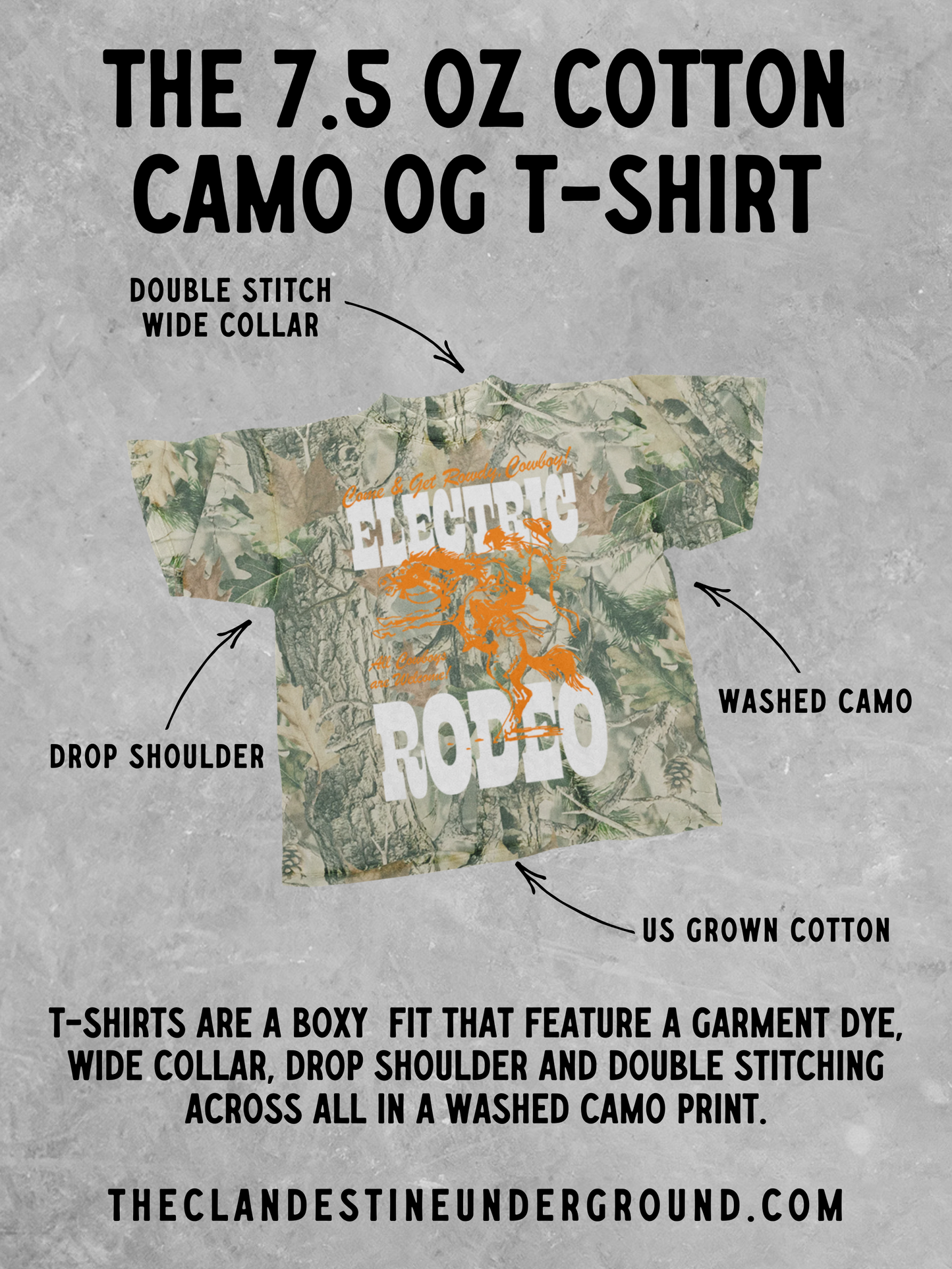 Underground Original Design: LOVER Puff, Camo Western Boxy Cotton TShirt