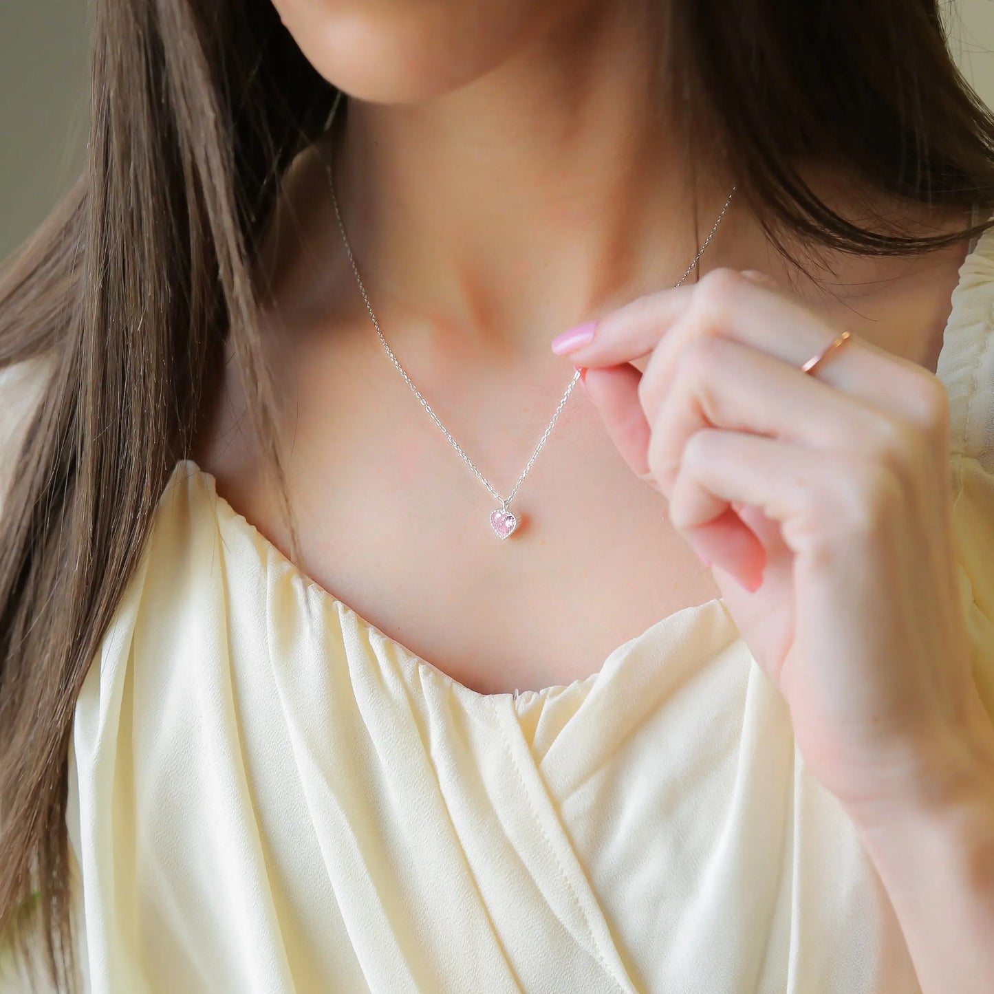 SWEET TALK - 925 Sterling Silver Necklace with Pink Zircon Heart Mack & Rex