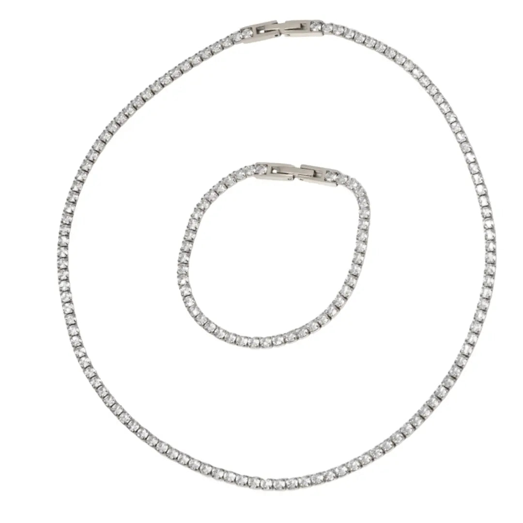 TENNIS SILVER - Silver Plated Zircon Necklace or Bracelet Mack & Rex