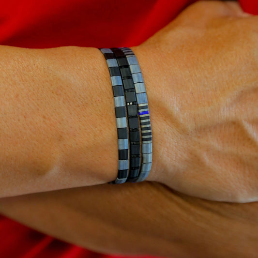 THIN BLUE LINE in Gray - POLICE BRACELET Mack & Rex